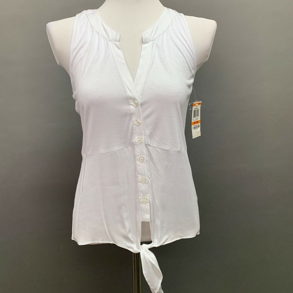 INC‎ International Concepts Women's Top Petite Small White Sleeveless NWT